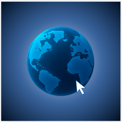 Blue globe and cursor representing global digital possibilities